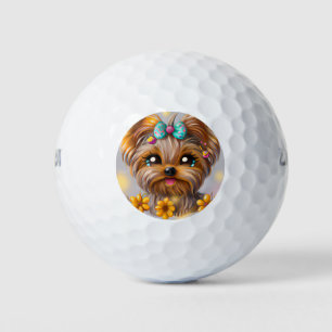 Cute Yorkie Kawaii Puppy  Golf Balls