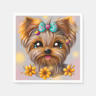 Cute Yorkie Kawaii Puppy Napkin