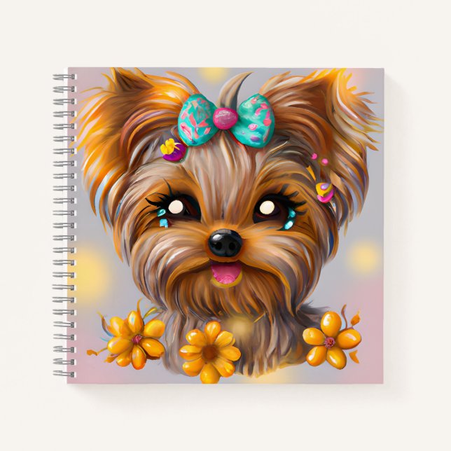 Cute Yorkie Kawaii Puppy  Notebook (Front)