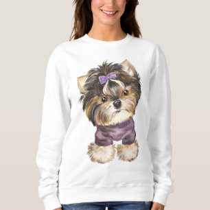 Cute Yorkie Puppy Dog Cartoon Yorkshire Terrier Sweatshirt