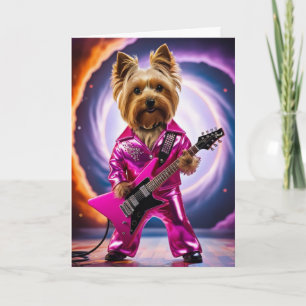Cute Yorkie Rock Star Card