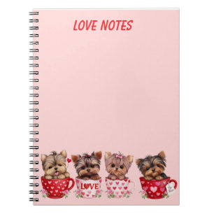 Cute Yorkie Teacup Valentine’s Day Notebook