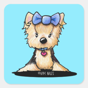 Cute Yorkie Terrier Square Sticker