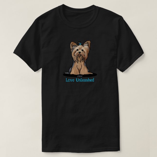 Cute  Yorkie Terrier T-Shirt (Design Front)