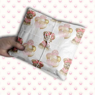 Cute Yorkie Two Cute Balloon Birthday Party Tissue Paper