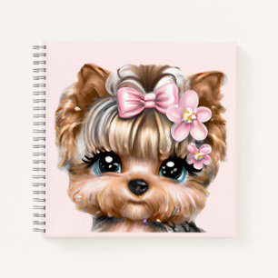 Cute Yorkie With a Pink Bow Notebook