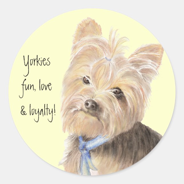 Cute Yorkie, Yorkshire Terrier, Dog, Pet Classic Round Sticker (Front)