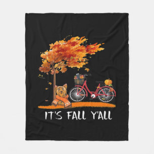 Cute Yorkshire Autumn Kawaii Yorkie It’s Fall Y’al Fleece Blanket