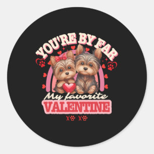 Cute Yorkshire Couple Valentines Day Retro Yorkie Classic Round Sticker
