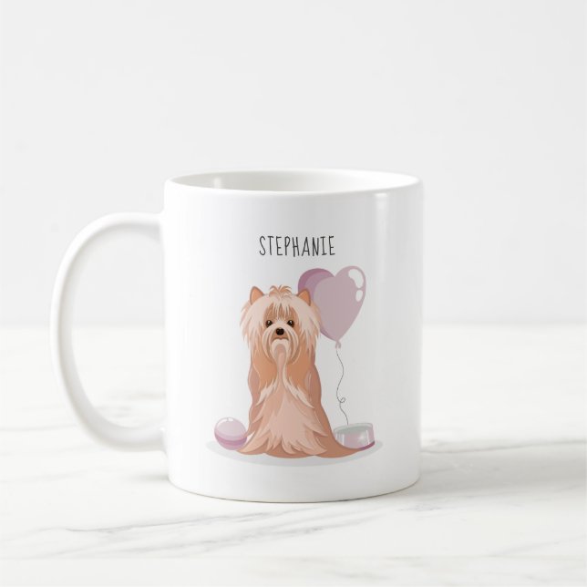 Cute Yorkshire Terrier Birthday Coffee Mug (Left)