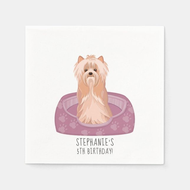Cute Yorkshire Terrier Birthday Napkins (Front)