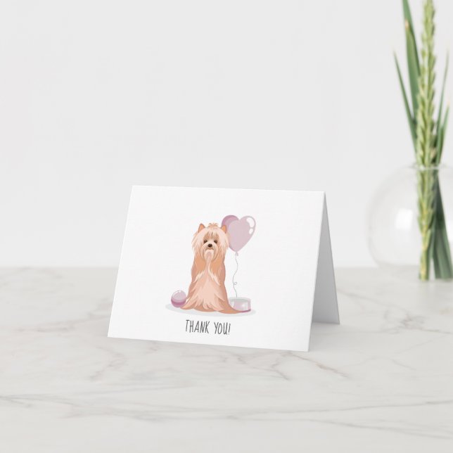 Cute Yorkshire Terrier Birthday Note Card (Front)