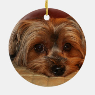 Cute Yorkshire Terrier Dog Ceramic Tree Decoration
