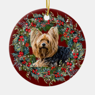 Cute Yorkshire Terrier dog lovers Holiday Ceramic Tree Decoration