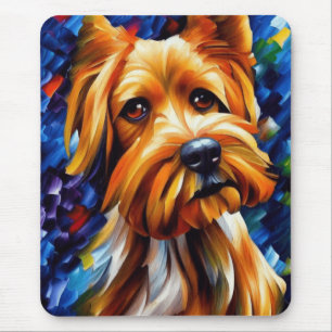 Cute Yorkshire Terrier Dog Painting Mouse Pad