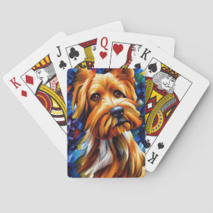 Cute Yorkshire Terrier Dog Painting Playing Cards
