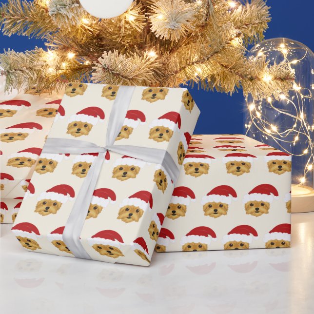 Cute Yorkshire Terrier Pattern Christmas Wrapping Paper (Holidays)