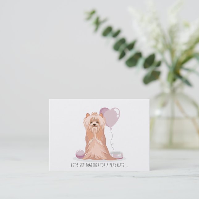 Cute Yorkshire Terrier Play Date Calling Card (Standing Front)