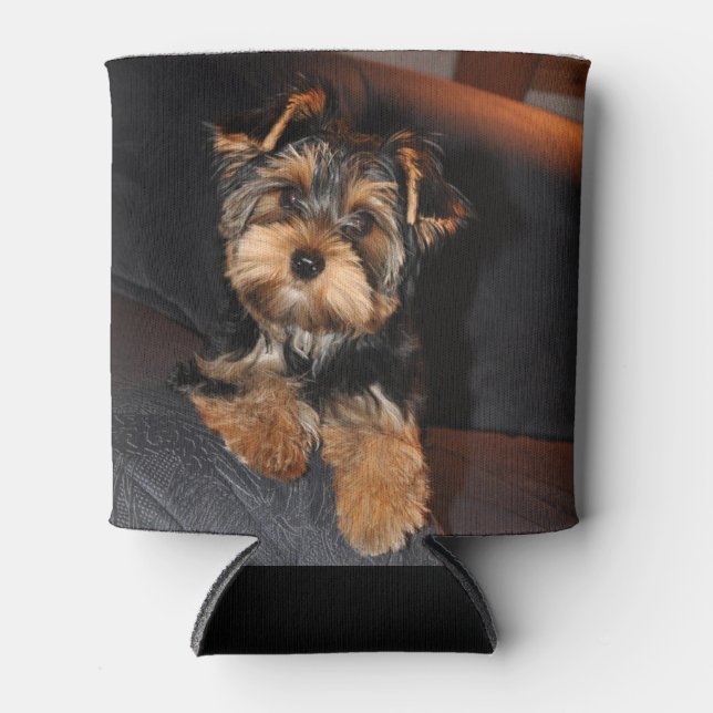 Cute Yorkshire Terrier Puppy Dog Can Cooler (Front)
