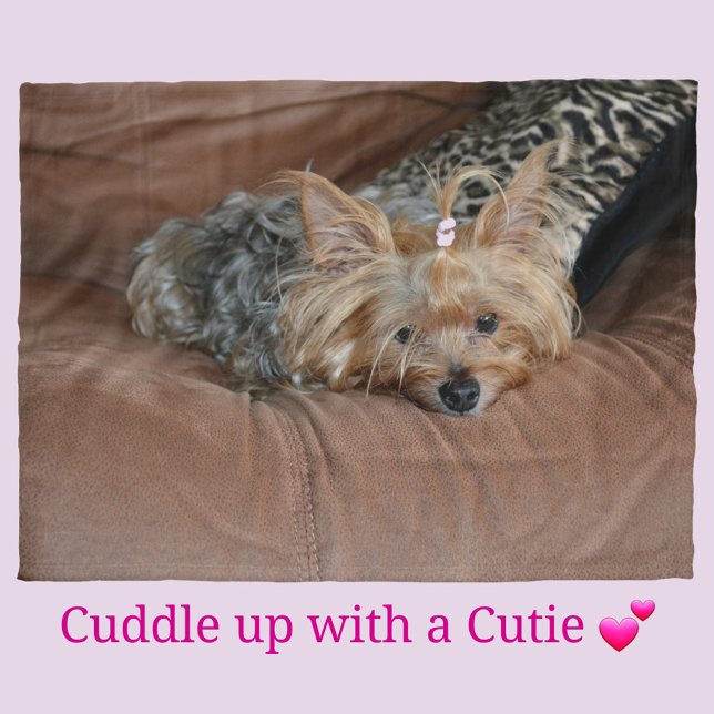 Cute Yorkshire Terrier Puppy Fleece Blanket (Creator Uploaded)
