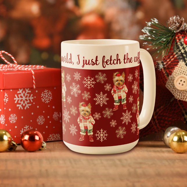 Cute Yorkshire Terrier Red Christmas Coffee Mug (Creator Uploaded)