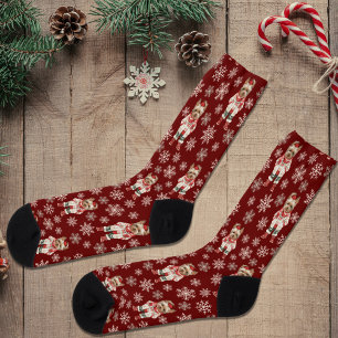 Cute Yorkshire Terrier Winter Burgundy Socks