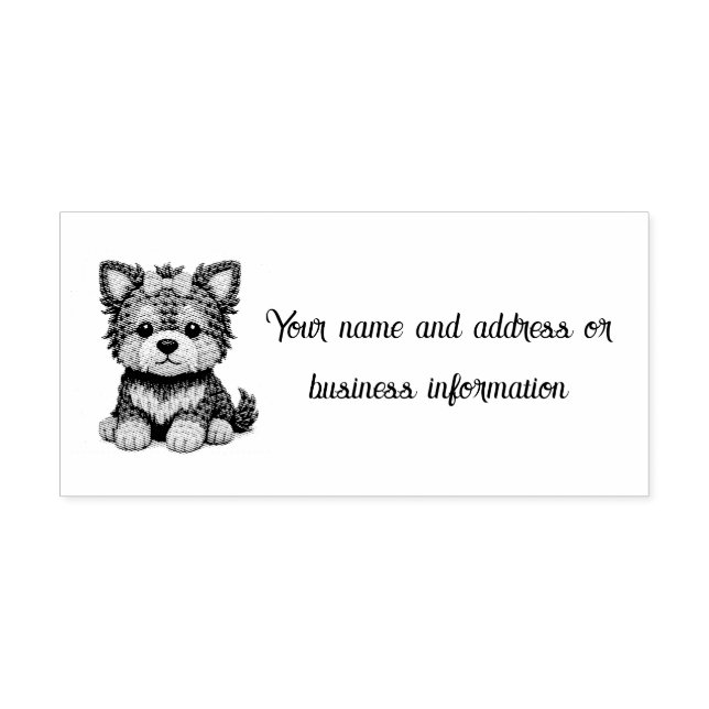 Cute Yorkshire Terrier with a bow Self-inking Stamp (Design)