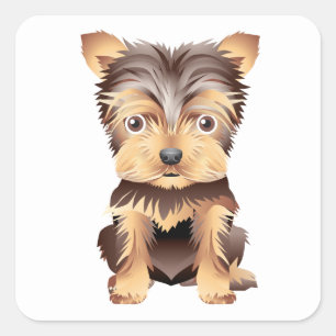 Cute Yorkshire Terrier Yorkie Puppy Dog Mum Dad Square Sticker