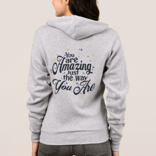 Cute '' You Are Amazing'' Black on Grey Typography Hoodie