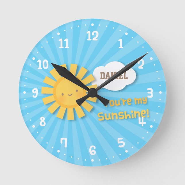 Cute You Are my Sunshine Kids Room Decor Clock (Front)