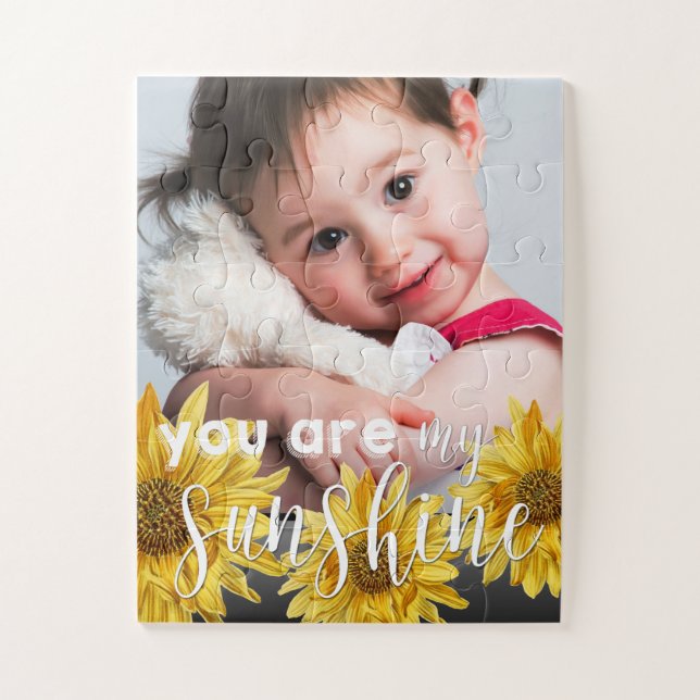 Cute You Are My Sunshine Yellow Sunflower Photo Jigsaw Puzzle (Vertical)