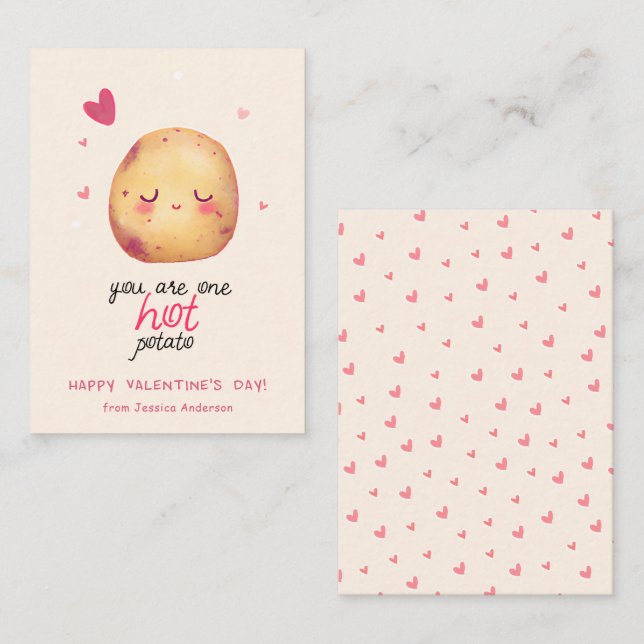 Cute You are one HOT Potato Classroom Valentine's Card (Front/Back)