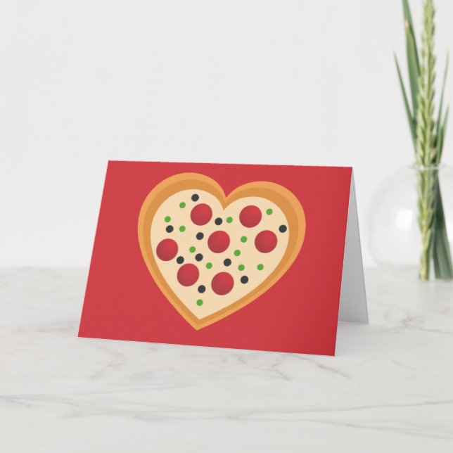 Cute You Gotta Pizza Me Heart Pun Holiday Card (Front)