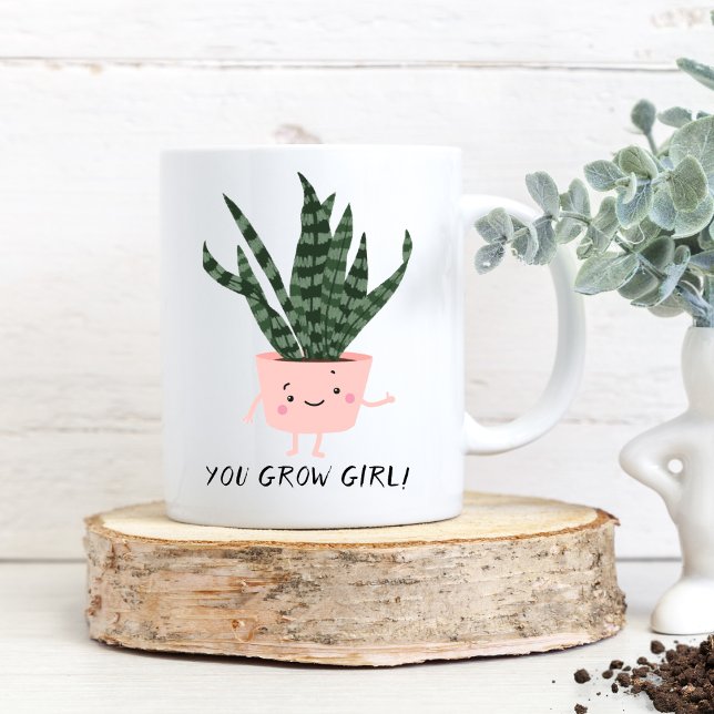 Cute You Grow Girl Funny Plant Lover Two-Tone Coffee Mug (Creator Uploaded)