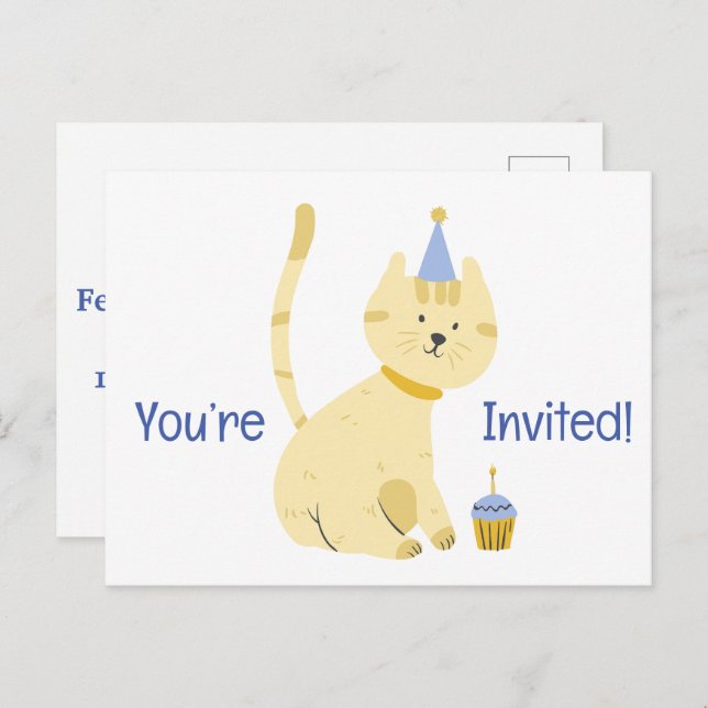 Cute you’re invited happy birthday postcards (Front/Back)