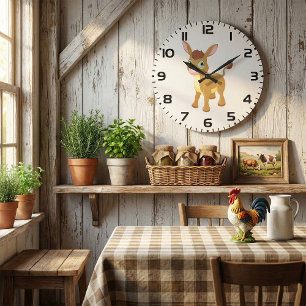 Cute Young Donkey with Big Blue Eyes Large Clock