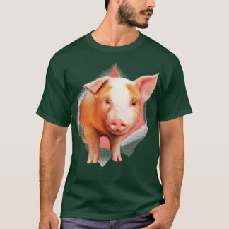 Cute Young Mini Pig Illustration T-Shirt