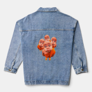 Cute Young Monk Minimalist Orange Robe Denim Jacket