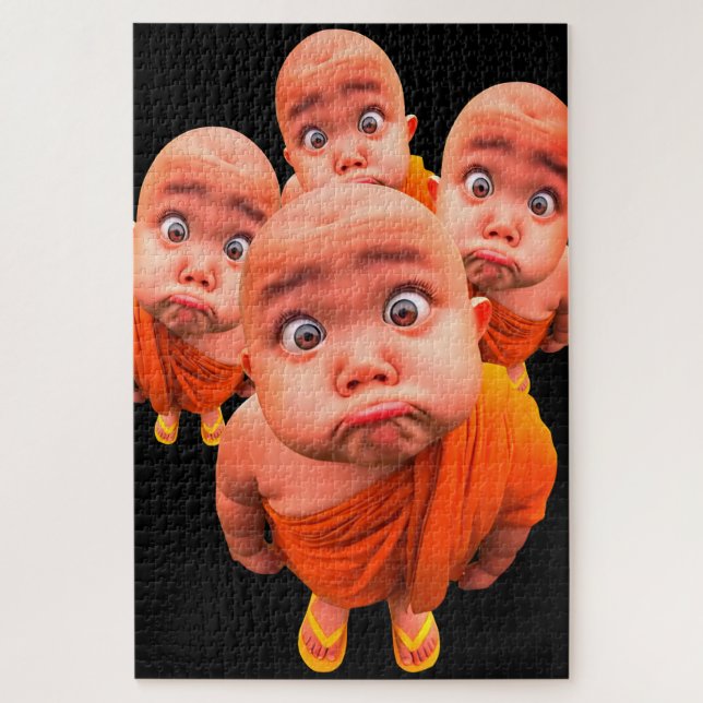 Cute Young Monk Minimalist Orange Robe  Jigsaw Puzzle (Vertical)
