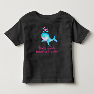 Cute young splasher girls pink aqua whale t-shirt