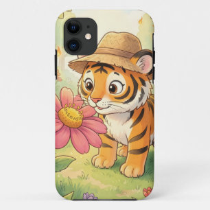 Cute young tiger with hat in garden Case-Mate iPhone case