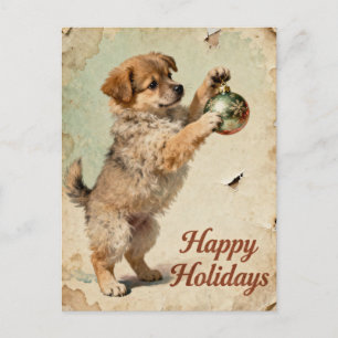 Cute Your Text Season’s Greetings Puppy Postcard