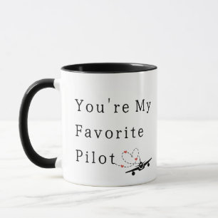 Cute You're My Favorite Pilot, Airplane & Hearts Mug