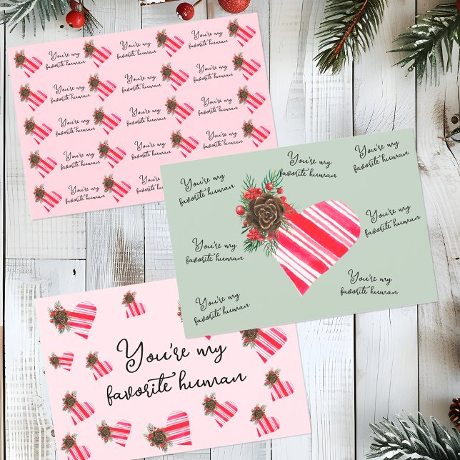 Cute You're My Favourite Human Pink Christmas Wrapping Paper Sheet (Creator Uploaded)