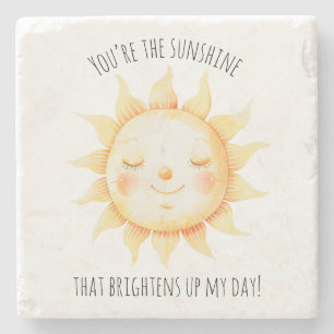 Cute You're the Sunshine Typography Stone Coaster