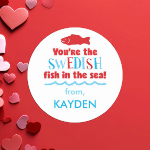 Cute You're the Swedish Fish Valentine Day Classic Round Sticker