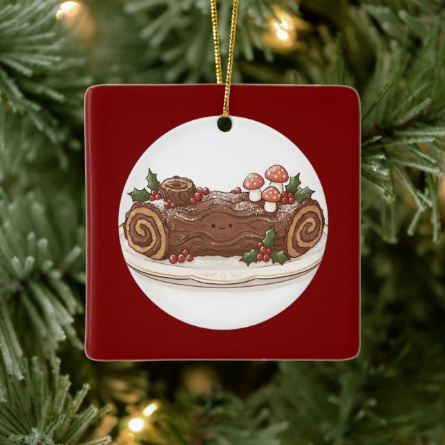 Cute Yule Log Christmas Cake Ornament (Tree)