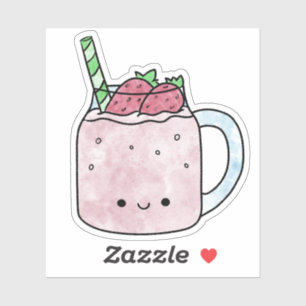 Cute yummy strawberry smoothie