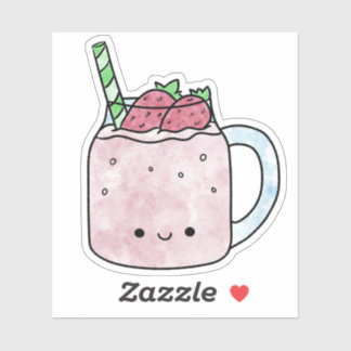 Cute yummy strawberry smoothie