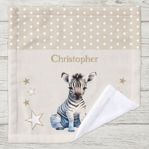 Cute zebra add name polka dots stars brown wash cloth